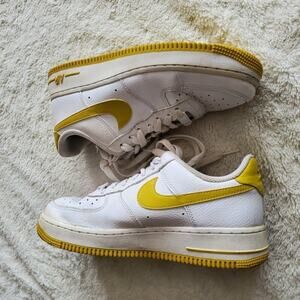 Nike Air Force Bright Citron Yellow White Casual‎ Leather Casual Sneaker Shoes 8